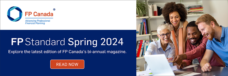 FP Standard Spring 2024. Explore the latest edition of FP Canada's bi-annual magazine. Read now. FP Canada logo. image with a group of coworkers looking at computer.